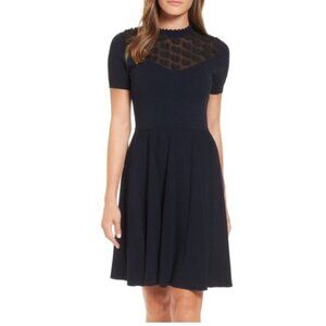 NWOT - Draper James Navy Fleurette Sweater Knit Fit and Flare Dress